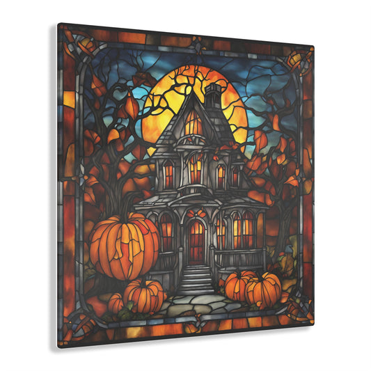 Halloween Stained Glass (Faux) Haunted House Acrylic Print