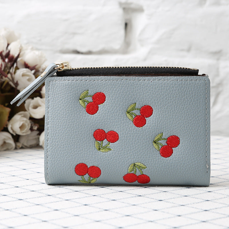 Coquette Cherry embroidery coin purse