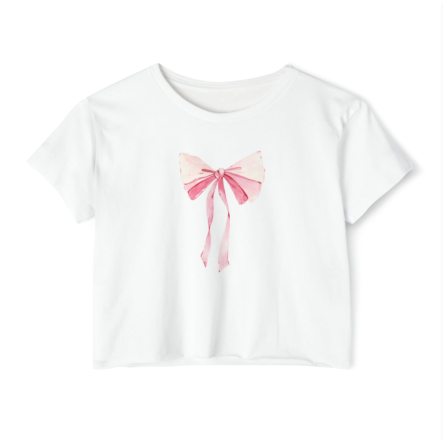 Pink Bow Baby Tee, Coquette Tee, Gift for Her, Dollette Top, Pink Bow Crop Top