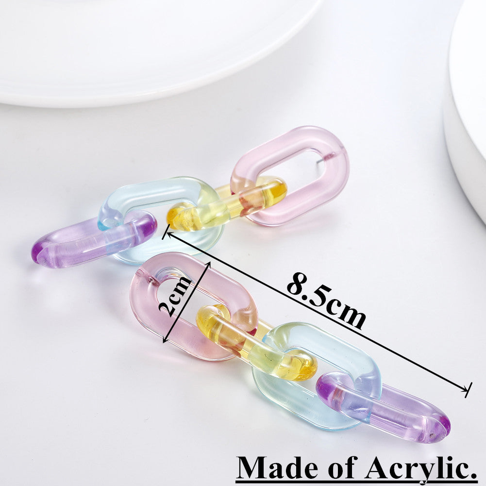 Colorful Transparent Jelly Chain Buckle Earrings
