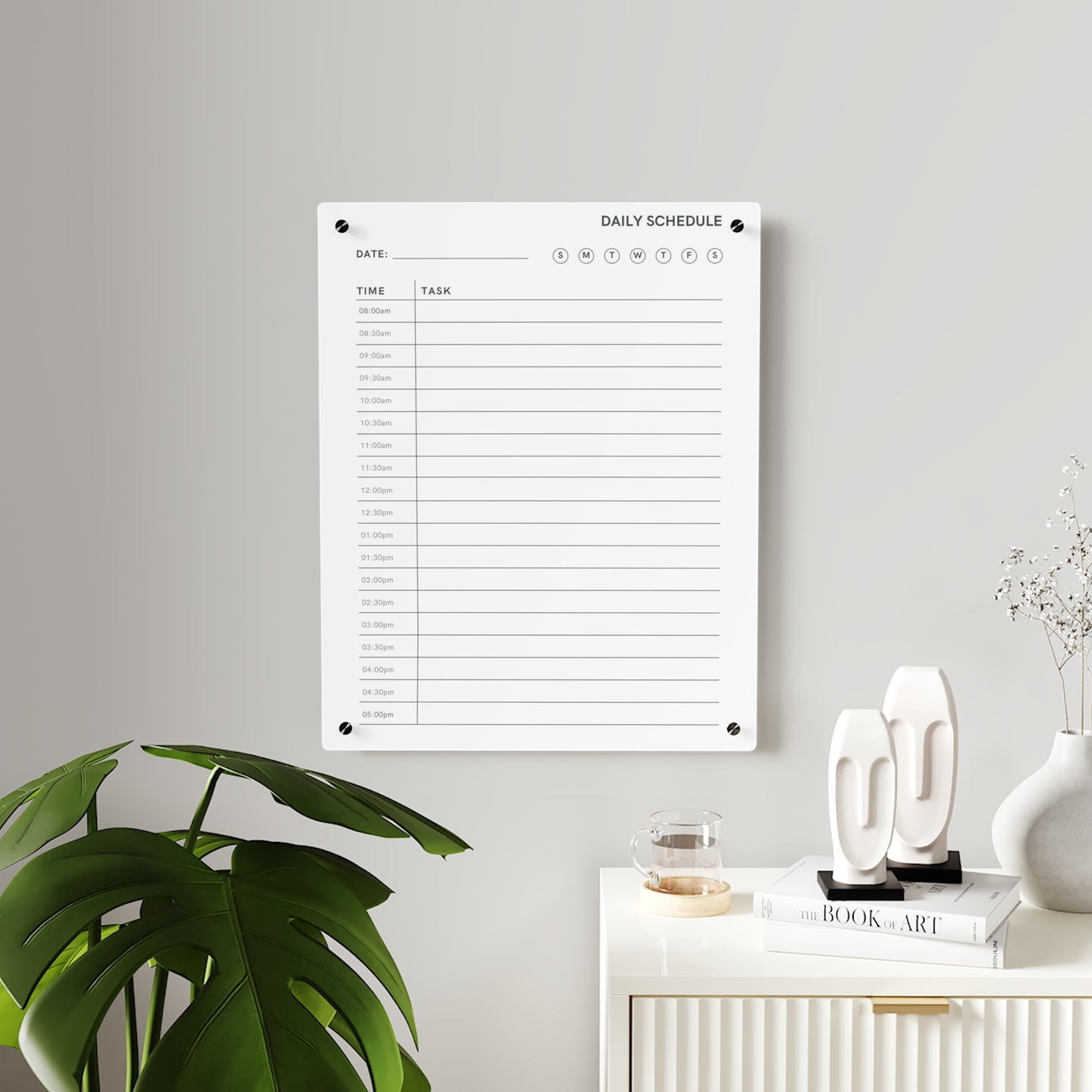 Large Daily Schedule Whiteboard, Wall Task Tracker, Dry Erase, Whiteboard