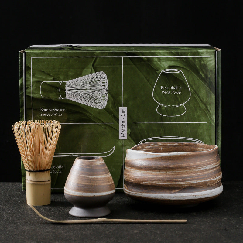 Japanese Style Coarse Pottery Matcha Tea Set Suit