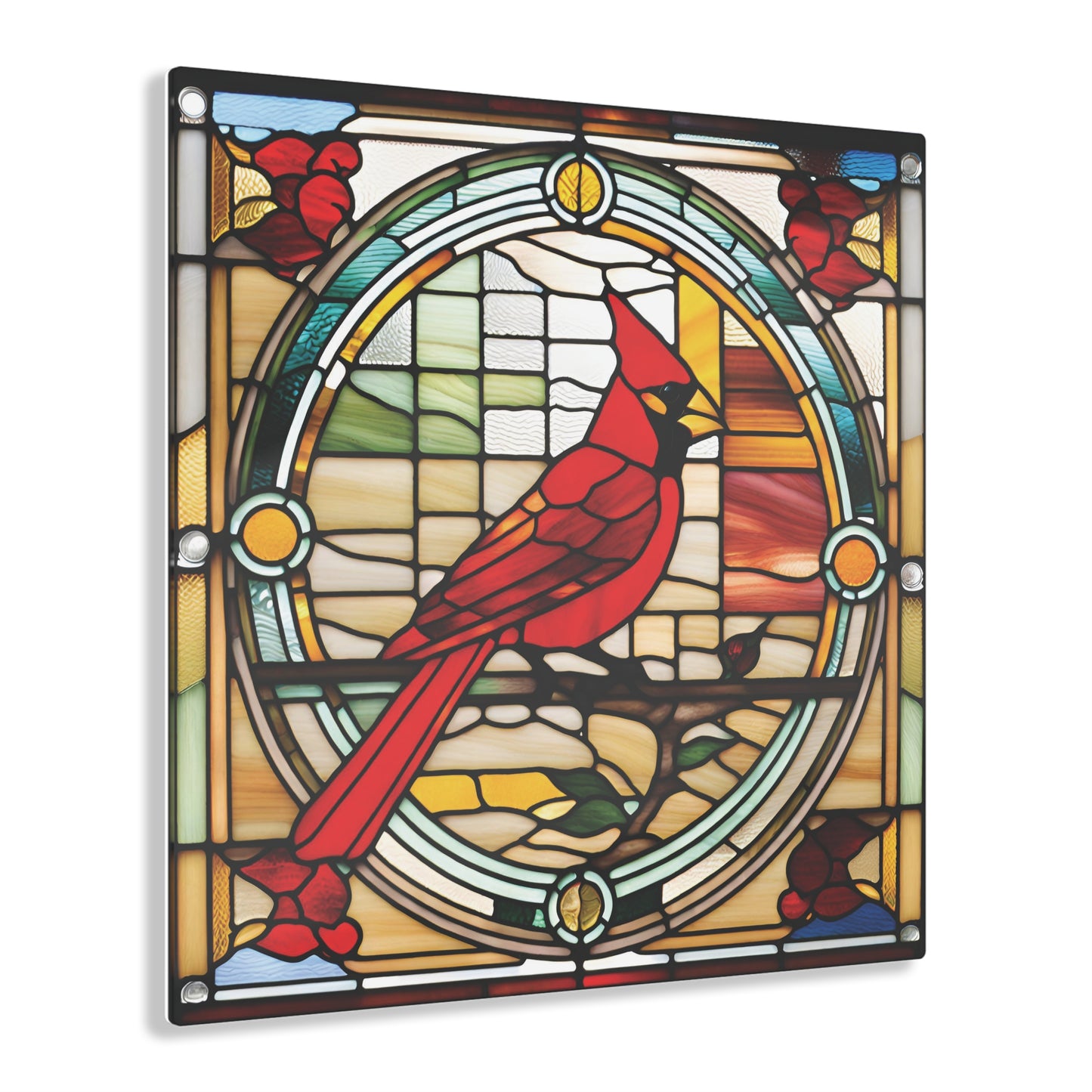 Cardinal Stained Glass Acrylic Print