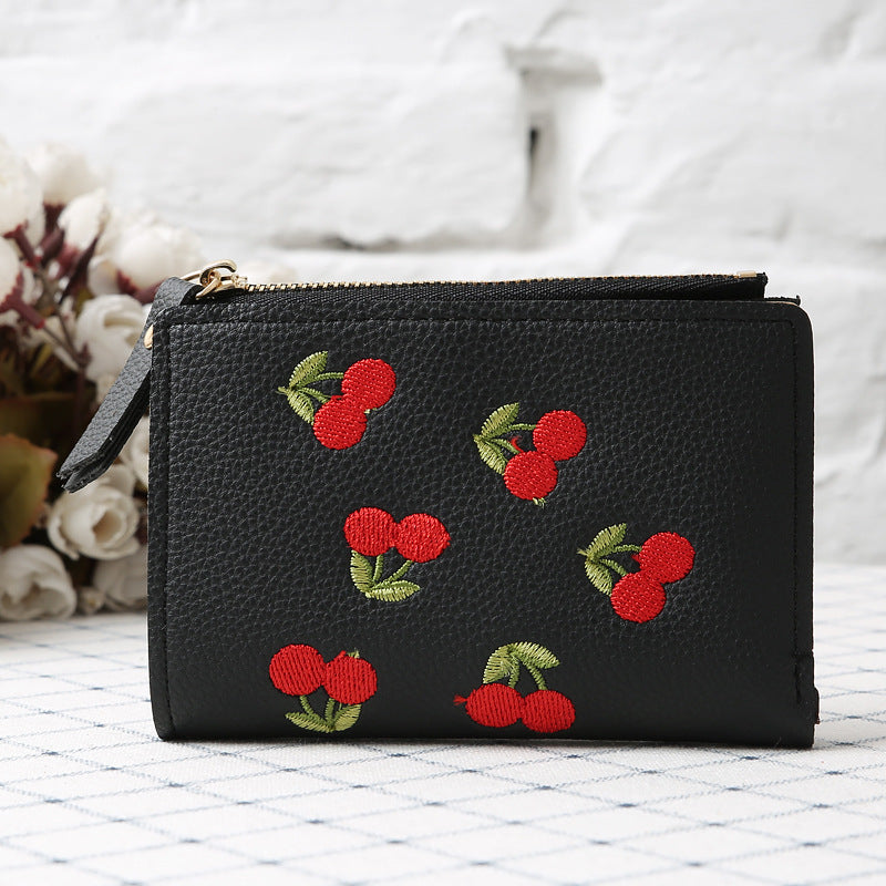Coquette Cherry embroidery coin purse