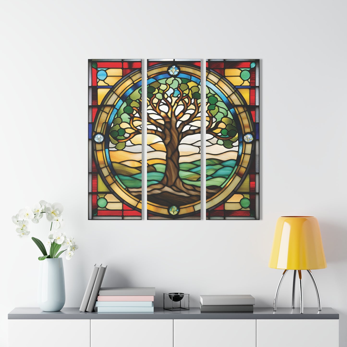 Tree of Life Stained Glass Acrylic Print (Triptych)