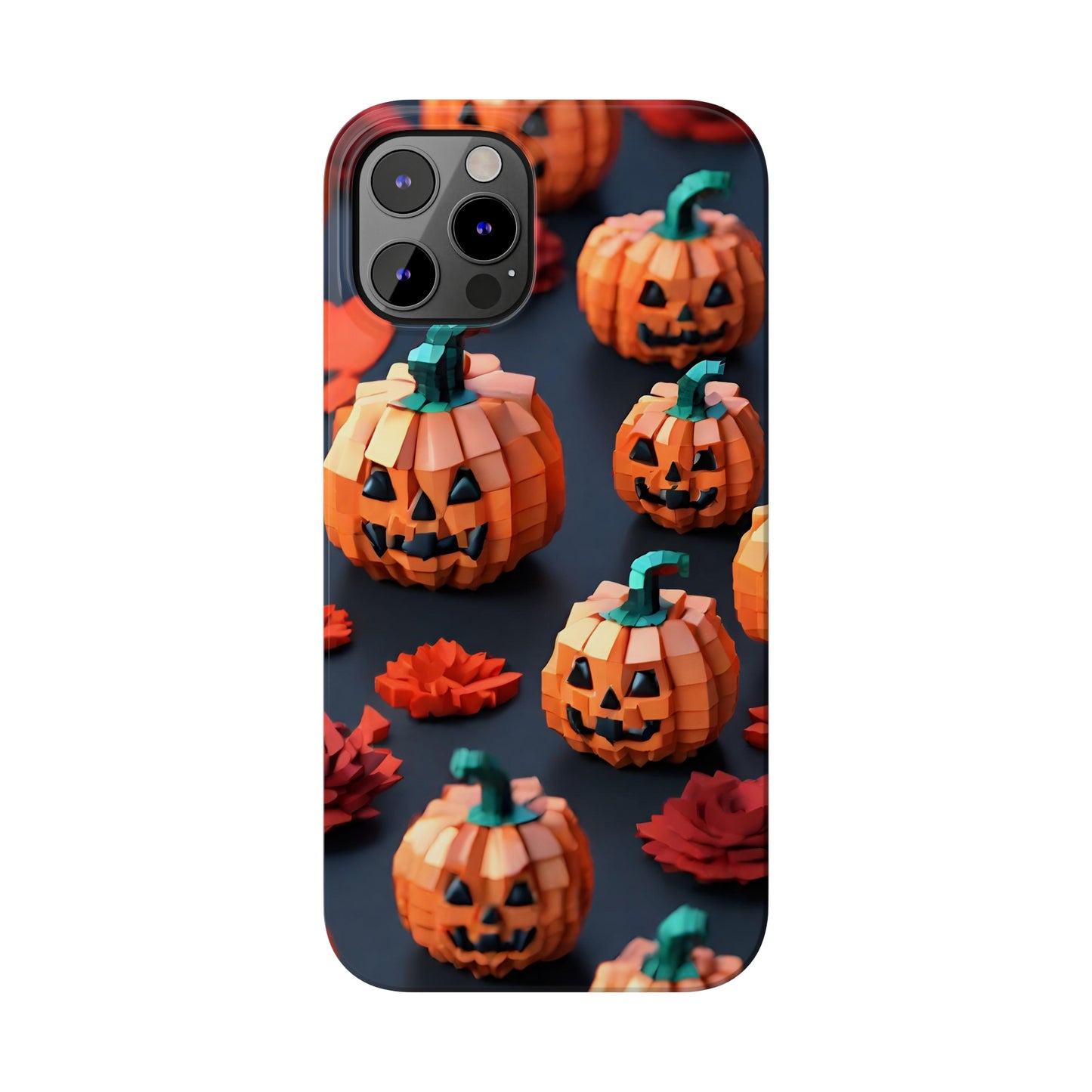 Pixel Pumpkins halloween Slim Phone Cases, Halloween Phone Case, Gamer Phone case, Pixel Art