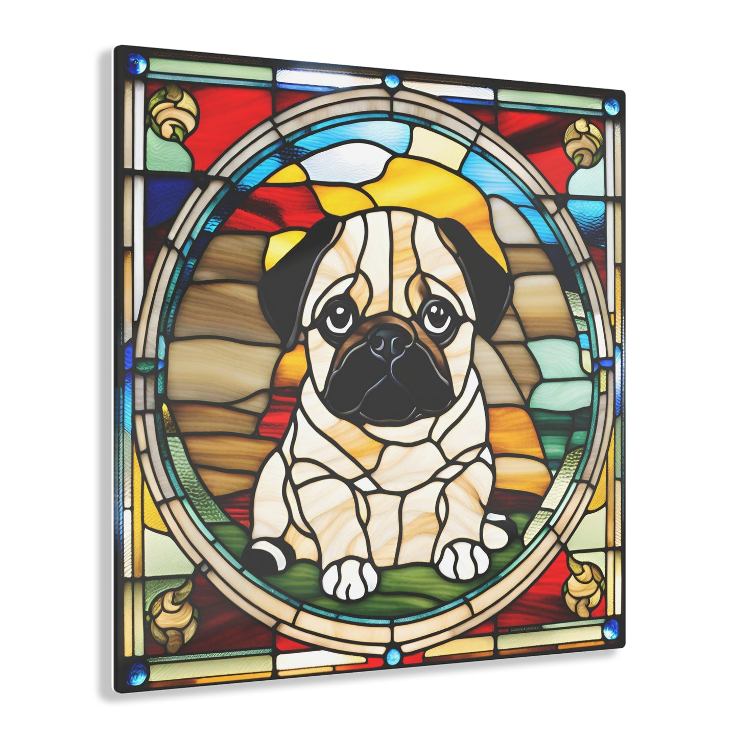 Pug Puppy Stained Glass Acrylic Prints