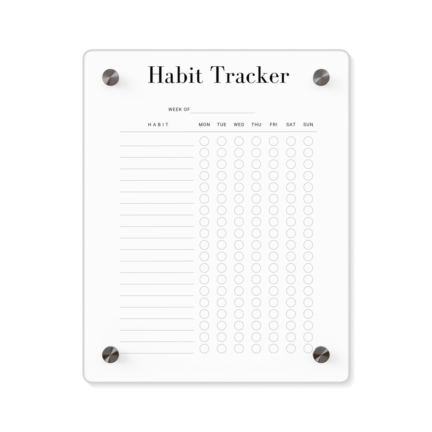Large Wall Habit Tracker, Acyclic Whiteboard, Weekly Tracker