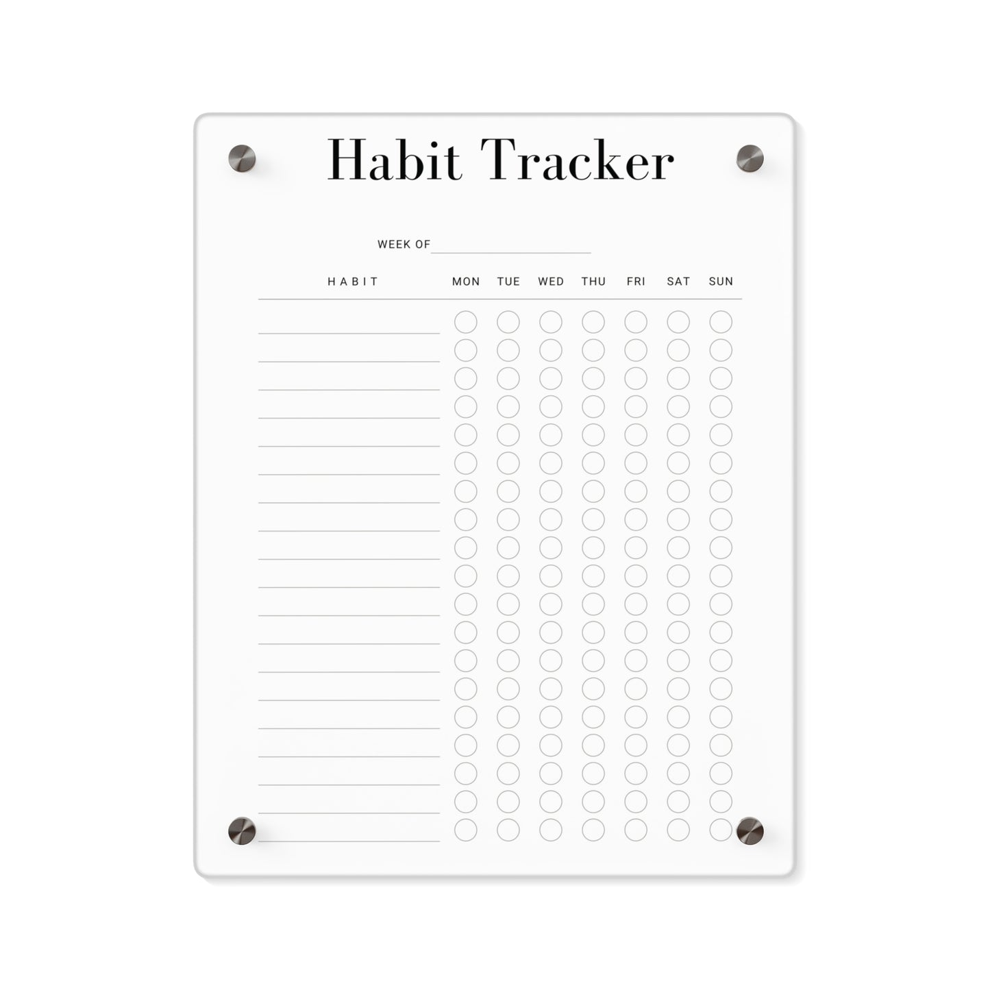 Large Wall Habit Tracker, Acyclic Whiteboard, Weekly Tracker