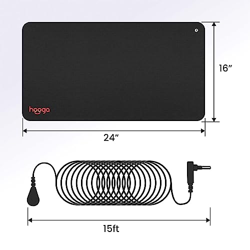 Hooga Grounding Mat for Sleep, Energy, Pain Relief, Inflammation, Balance, Wellness. Earth Connected Therapy. Indoor Grounding at Home, Office, Work. 15 Foot Cord Included. Conductive Carbon