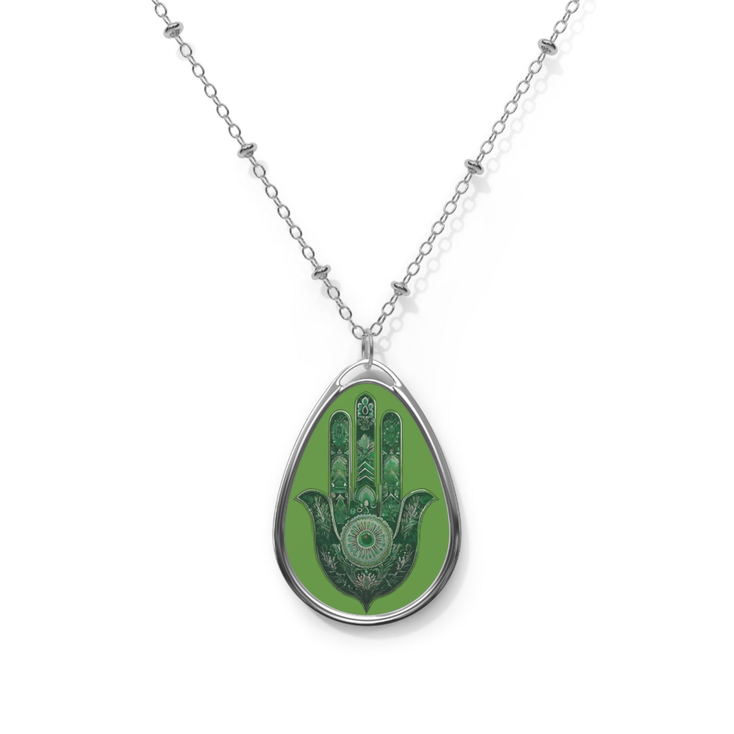Green Hamsa Necklace