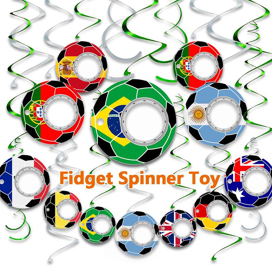 Creative Football World Cup Fidget Spinner Toy Keychain Hand Spinner Anti-Anxiety Toy Relieves Stress Finger Spinner Keychain Bottle Opener Kids Toy