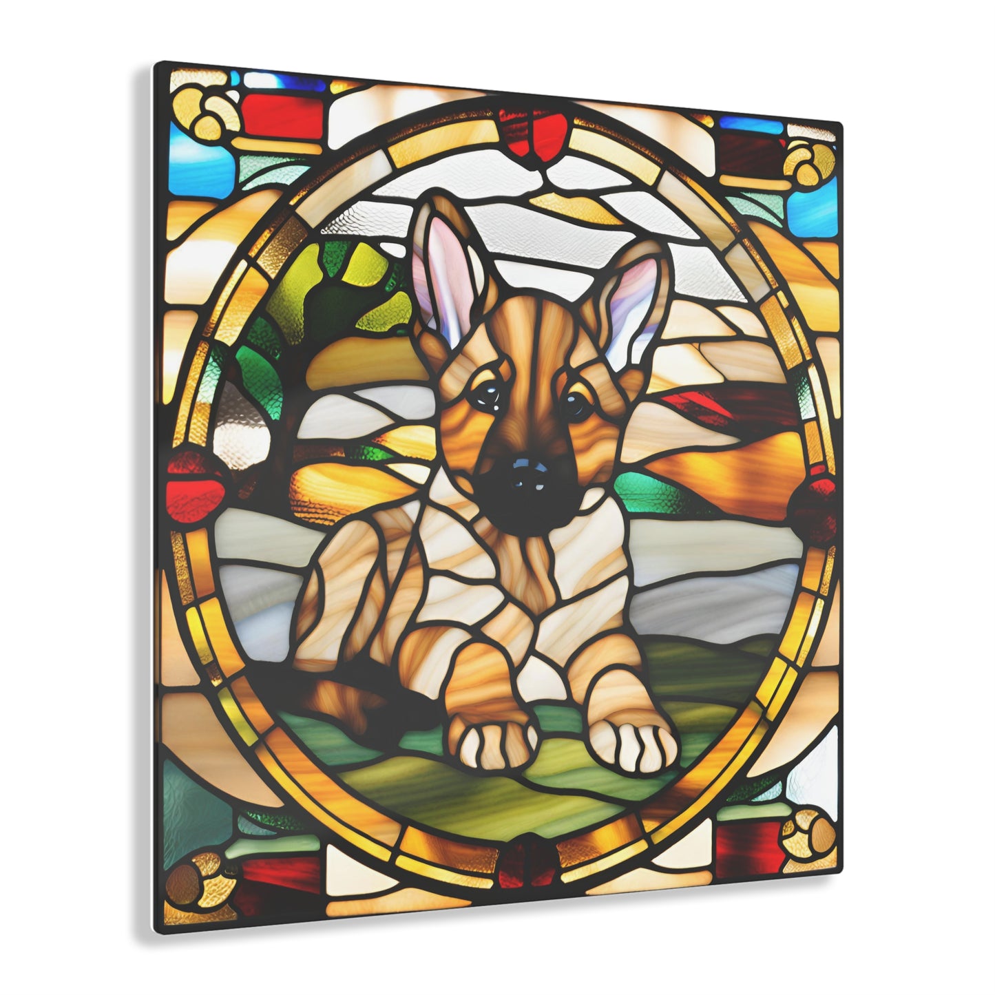 German Shepard Puppy Stained Glass Acrylic Print