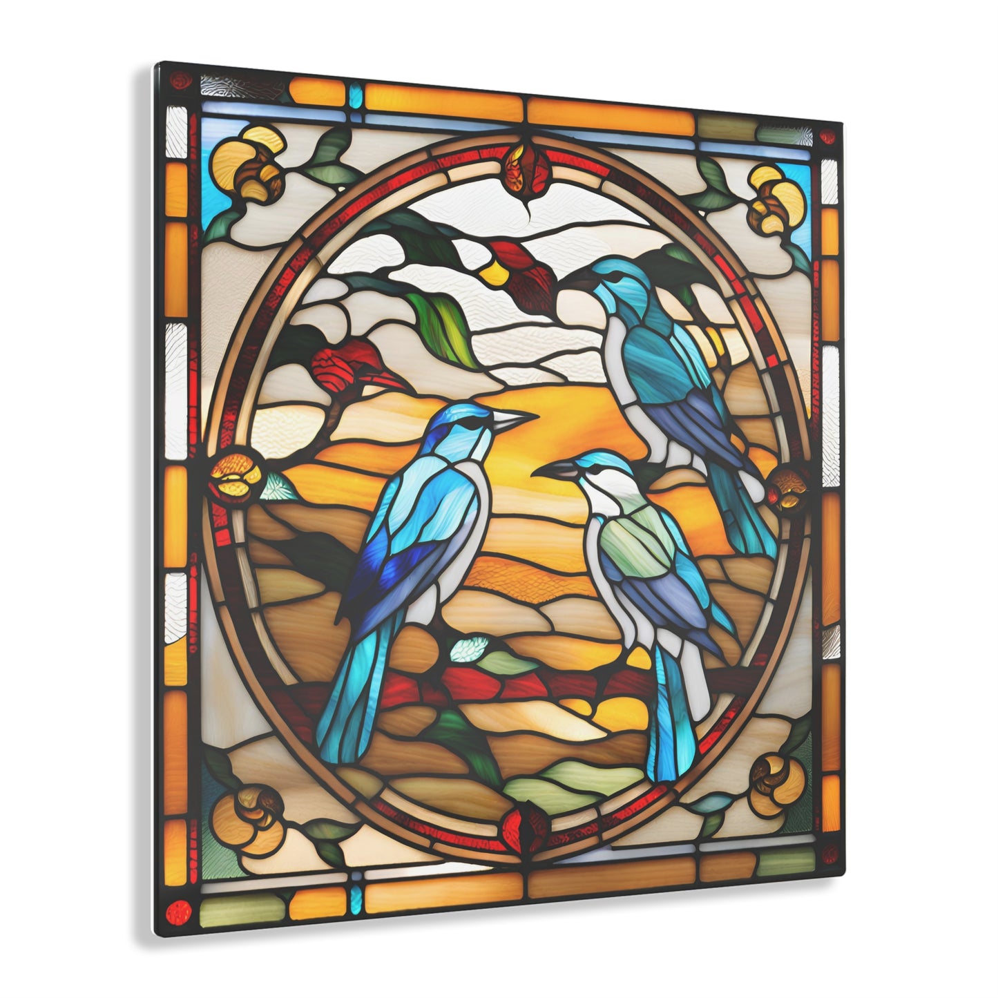 Blue Bird Stained Glass Acrylic Print
