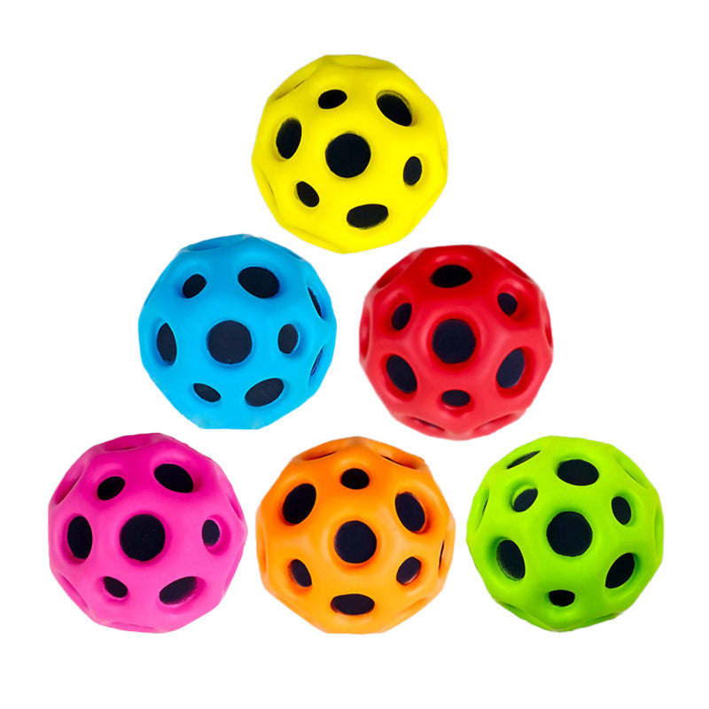 Hole Ball Soft Bouncy Ball Anti-fall Moon Shape Porous Bouncy Ball Kids Indoor Outdoor Toy Ergonomic Design
