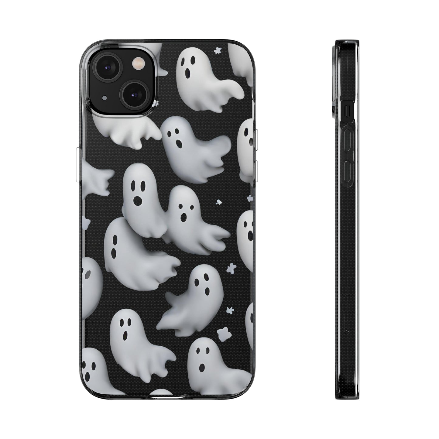 3D Ghosts on Clear Background iPhone Case, Halloween Ghost Phone Case,  Clear Phone Case