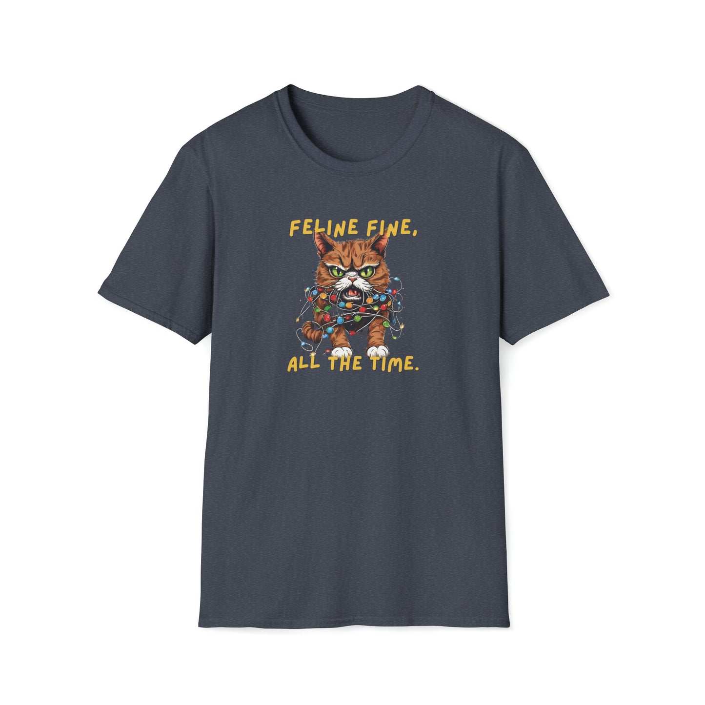 Feline Fine, All The Time T-Shirt, Funny Christmas Tshirt, Cat Christmas Shirt