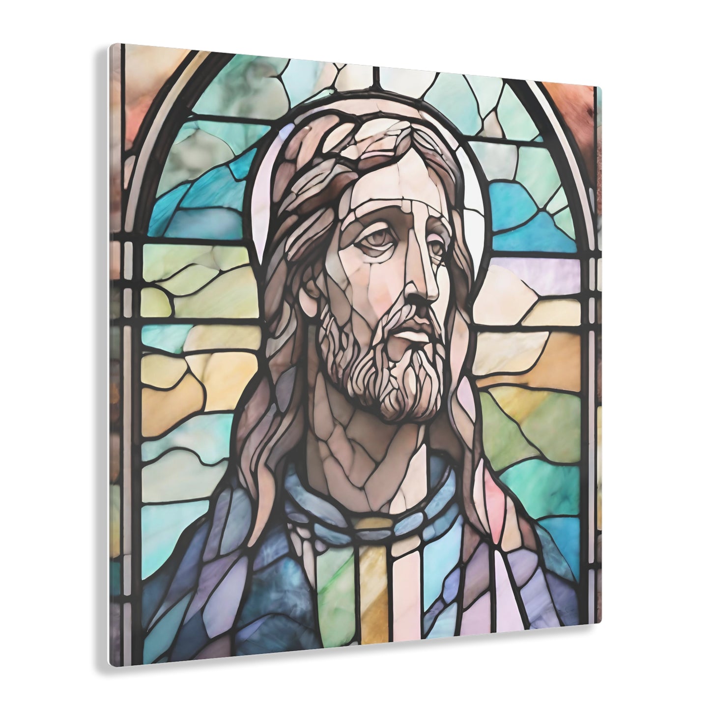 Modern Jesus Stained Glass Acrylic Print, Wall Art, Spiritual Art, Modern Christian Art