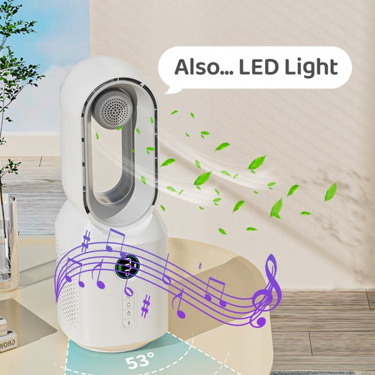 2023 New Multi-functional Bladeless Fan Bluetooth Speaker LED Night Light