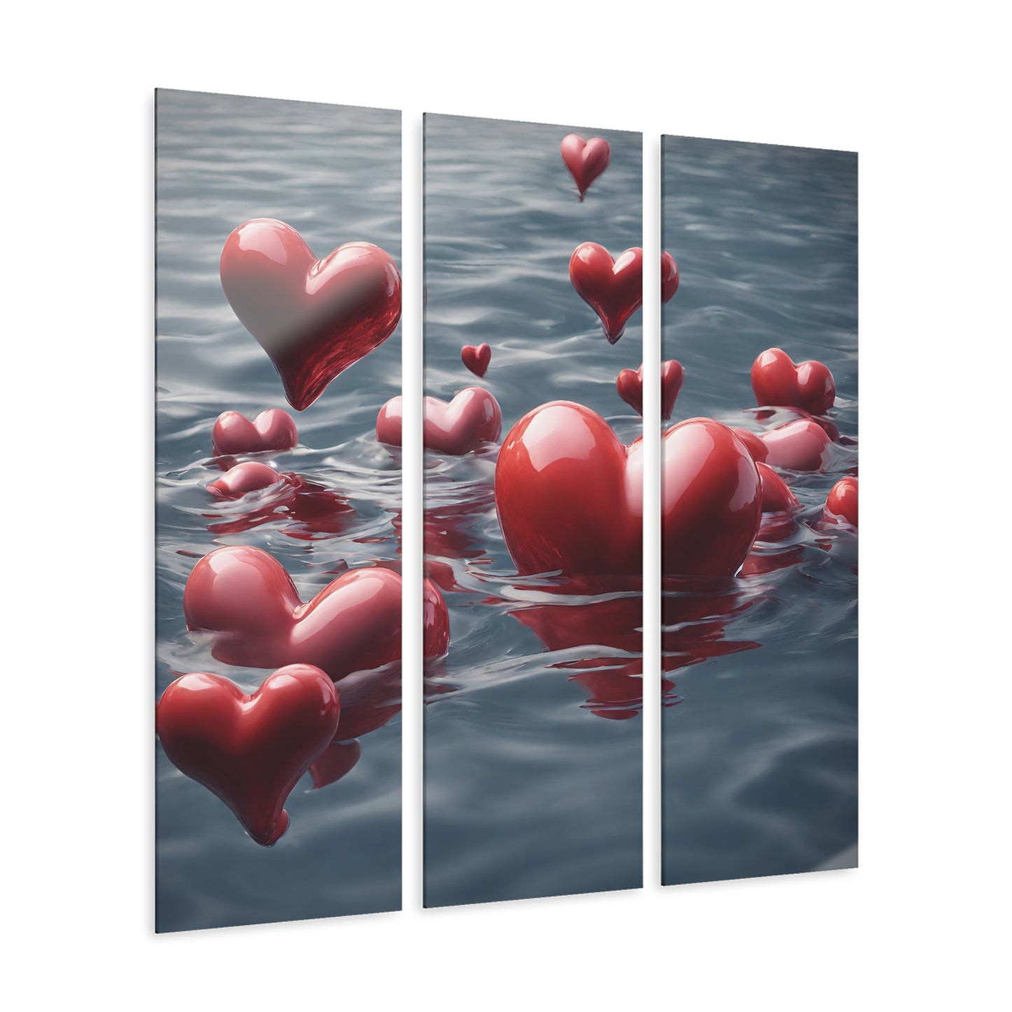 3D Floating Heart Acrylic Print (Triptych)