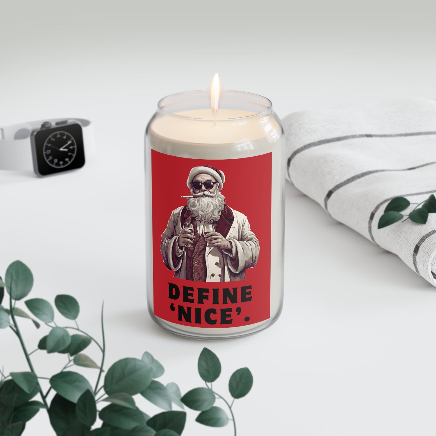 Define 'Nice' Santa Candle, Gifts For Her, Gifts For Him, Christmas Candle