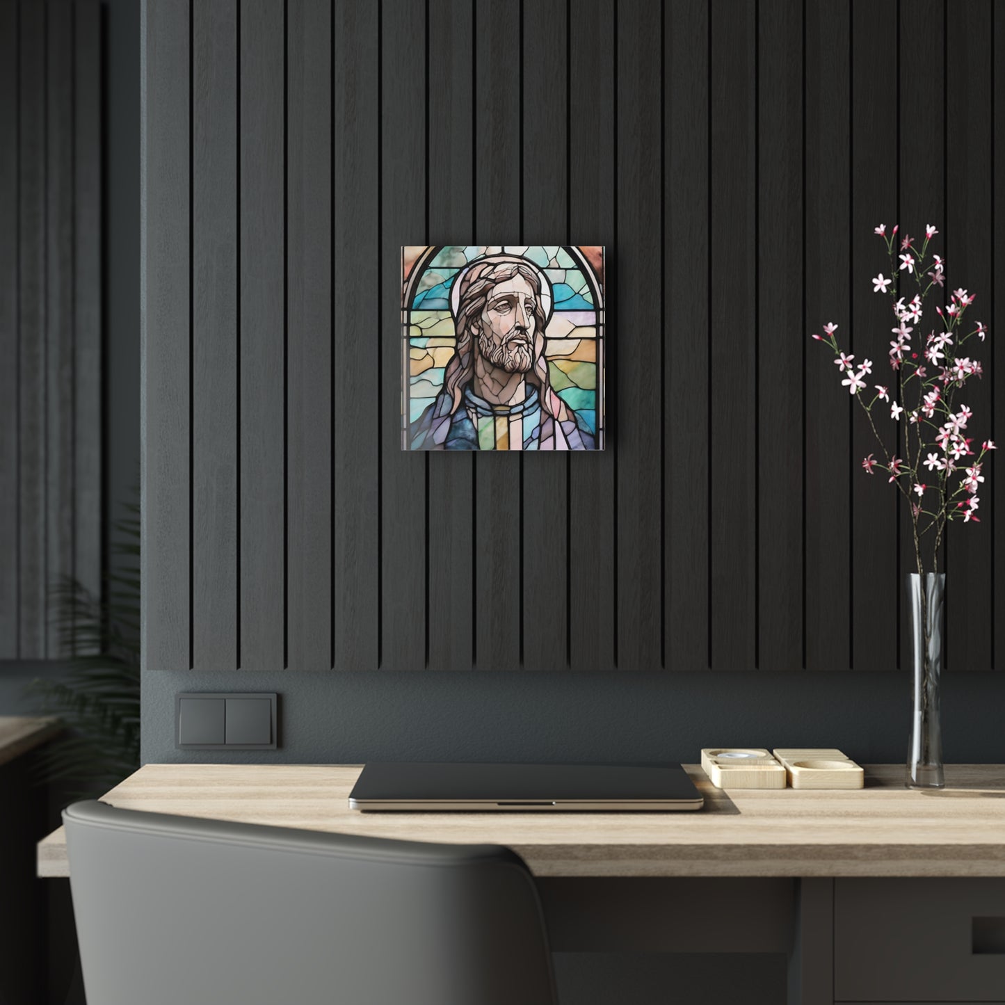 Modern Jesus Stained Glass Acrylic Print, Wall Art, Spiritual Art, Modern Christian Art