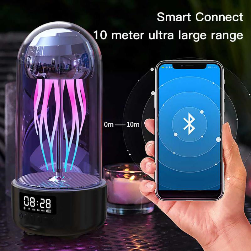 Creative 3in1 Colorful Jellyfish Lamp With Clock and Bluetooth Speaker