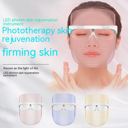 LED Three-color Beauty Mask Household Face Acne Removing Photon Skin Rejuvenation Skin Whitening