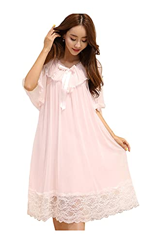 Sharebeauty Retro, , Coquette, Victorian Loungewear for Women Lady's Ethereal Swing Nightgown Dressing Gown Sleepwear Nightdress Nightshirt Pajamas Pink XXL