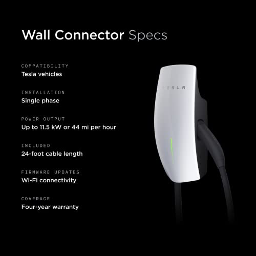 Tesla Wall Connector - Electric Vehicle (EV) Charger - Level 2 - up to 48A with 24' Cable