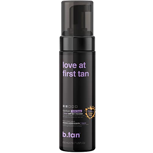 b.tan Darker Self Tanner | Love At First Tan - Fast, 1 Hour Sunless Tanner Mousse