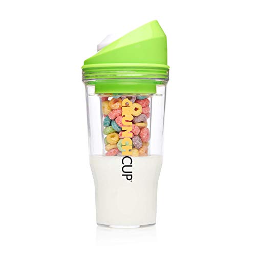 CRUNCHCUP Plastic A Portable Cereal Cup - No Spoon. No Bowl. It's Cereal On The Go, XL Green