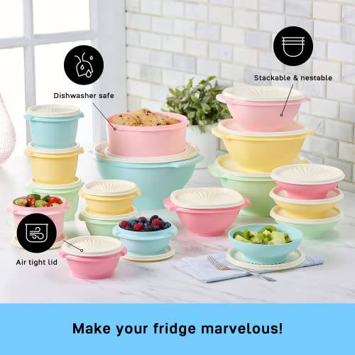 Tupperware Heritage Collection 36 Piece Food Storage Container Set in Vintage Colors