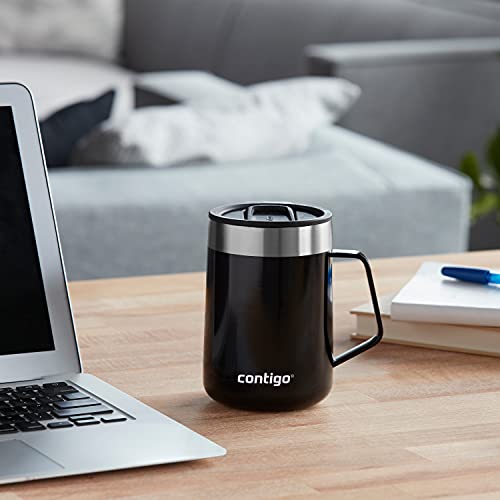 Contigo Streeterville Stainless Steel Travel Mug with Splash-Proof Lid, 14oz(Pack of 2)Vacuum-Insulated Coffee Mug with Handle & Grip Base to Prevent Slipping, Dishwasher Safe, Licorice & Salt