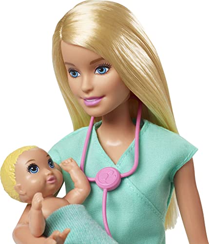 Barbie Careers Doll & Playset, Baby Doctor Theme with Blonde Fashion Doll, 2 Baby Dolls, Furniture & Accessories