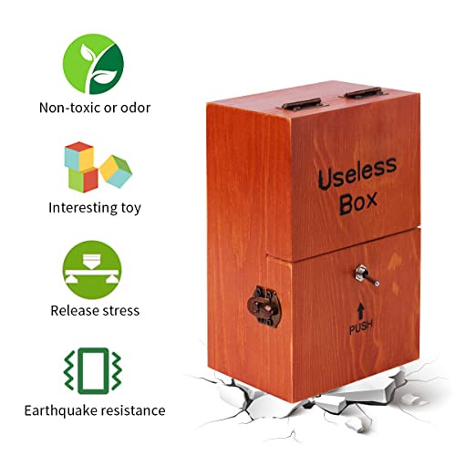 Useless Box Leave Me Alone Machine Fully Assembled in Real Wood（Brown）