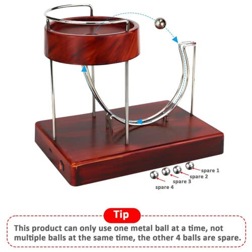 Perpetual Motion Machine, Rolling Balance Kinetic Art Electric Perpetual Motion Device Desk Toy, Perpetual Marble Machine Science Physics Gadget Office Home Desk Ornament (Kinetic Art with Battery)
