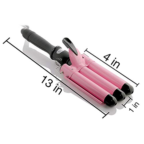 Alure Three Barrel Curling Iron Wand with LCD Temperature Display