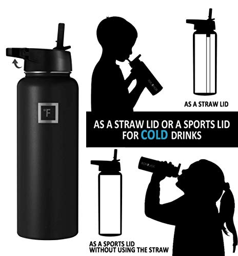IRON °FLASK Sports Water Bottle - 40oz, 3 Lids (Straw Lid)
