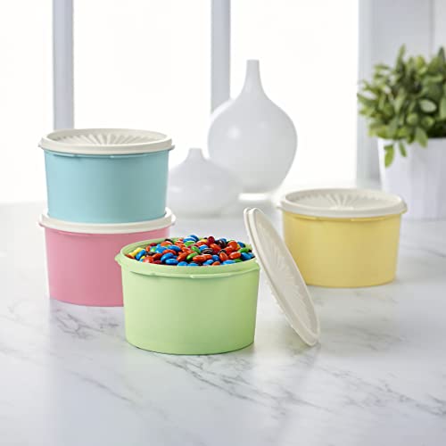 Tupperware Heritage Collection 8 Piece Food Storage Canister Set in Vintage Colors - Dishwasher Safe & BPA Free - (4 Containers + 4 Lids)