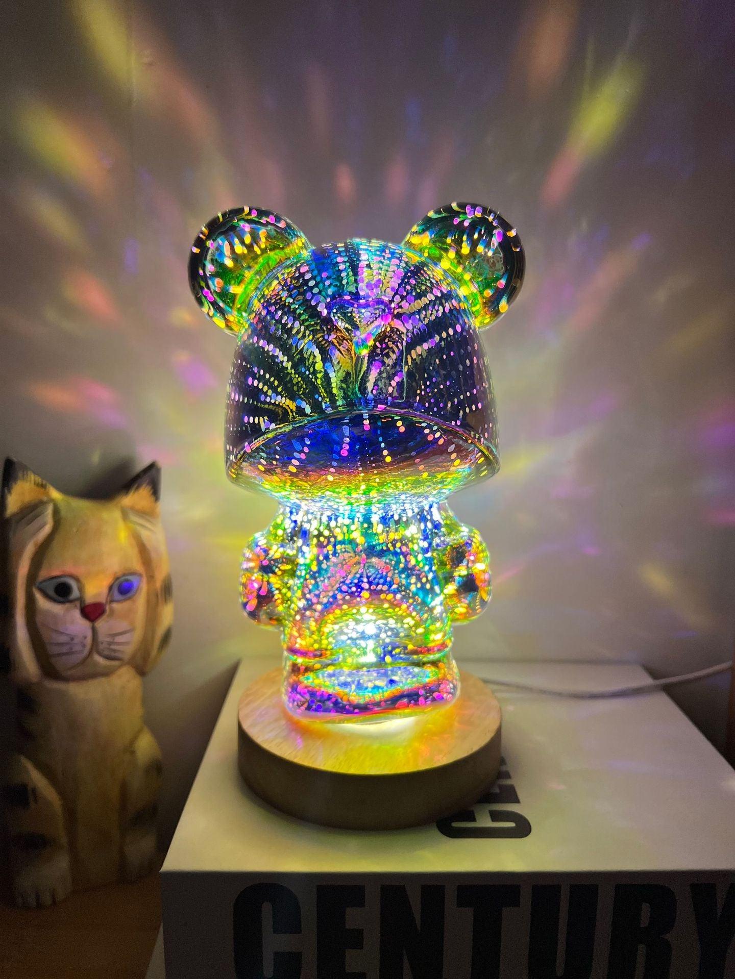 3D Firework Bear Light Luminous Bear Atmosphere Table Lamp Artwork Decorations Night Light - #tiktokmademebuyit
