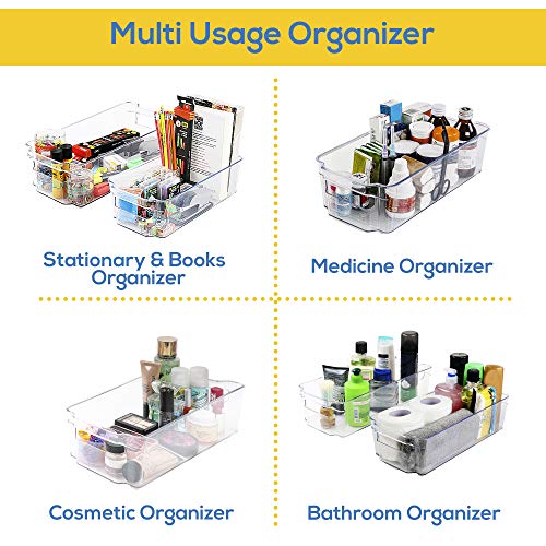 Utopia Home Pantry Organizer - Set of 4 Refrigerator Organizer Bins - Fridge Organizer for Freezers, Kitchen Countertops and Cabinets - BPA Free (Clear)