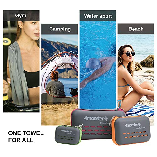 4Monster Camping Towels Super Absorbent, Fast Drying Microfiber Travel Towel