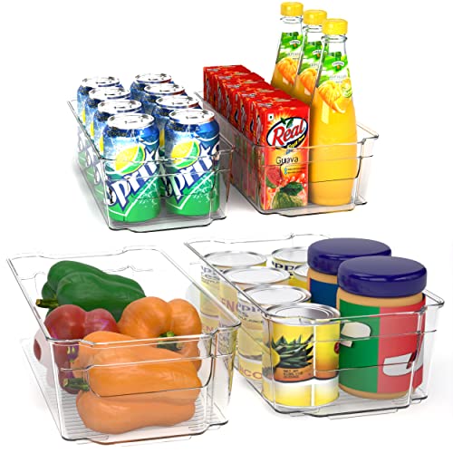 Utopia Home Pantry Organizer - Set of 4 Refrigerator Organizer Bins - Fridge Organizer for Freezers, Kitchen Countertops and Cabinets - BPA Free (Clear)