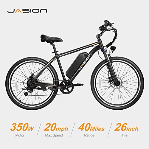 EB5 Electric Bike for Adults with 360Wh Removable Battery, 40Miles 20MPH Commuting Electric Mountain Bike with 350W Brushless Motor, Shimano 7 Speed, 26" Tires and Front Fork Suspension