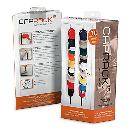 Perfect Curve CapRack18 Over-The-Door Hat Rack and Organizer