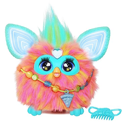 Furby Coral, 15 Fashion Accessories, Interactive Plush Toys for 6 Year Old Girls & Boys & Up, Voice Activated Animatronic