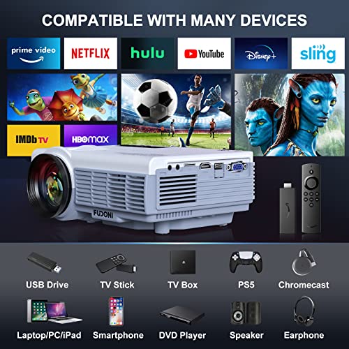 Projector with WiFi and Bluetooth, 5G WiFi Native 1080P 10000L 4K Supported, Portable Outdoor Projector with Screen for Home Theater, Compatible with HDMI/USB/PC/TV Box/iOS and Android Phone