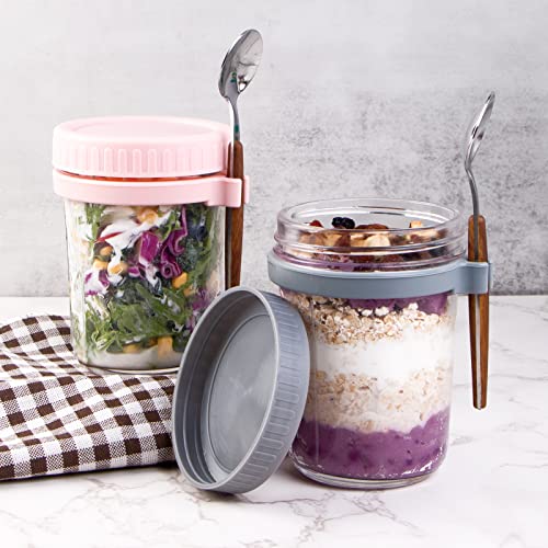 Overnight Oats Containers with Lids and Spoon