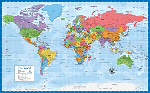 Laminated World Map & US Map Poster Set - 18" x 29" -Made in the USA (LAMINATED)